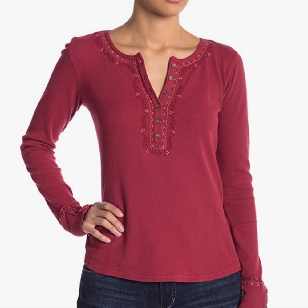 Lucky Brand Women’s Novelty Henley Top NWT